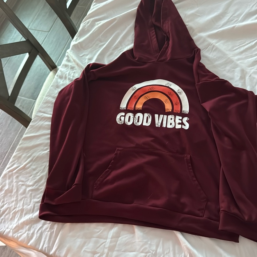 Brand new good vibes, maroon sweatshirt, size XL